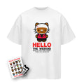 DKNT Kitty Print Crew Neck Loose Casual Tee