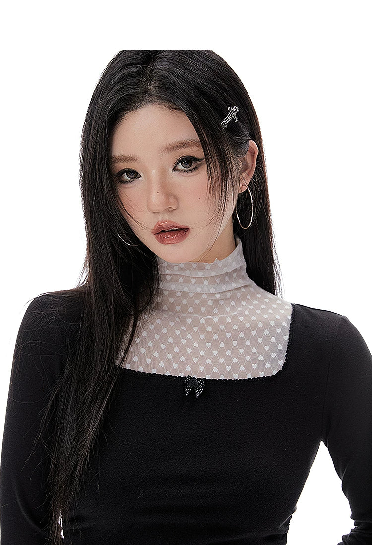 Imone Fake Two-piece Pleated Waist Mesh Splicing Dress