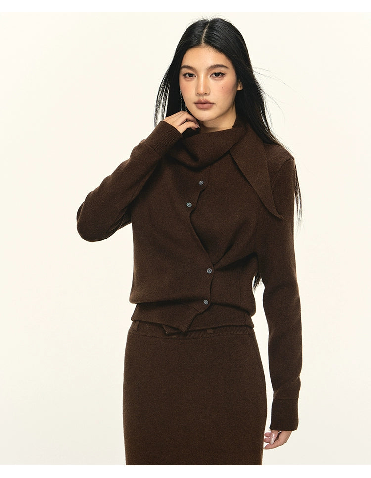 Anna Aneae Sweater Cardigan Knitted Skirt Set