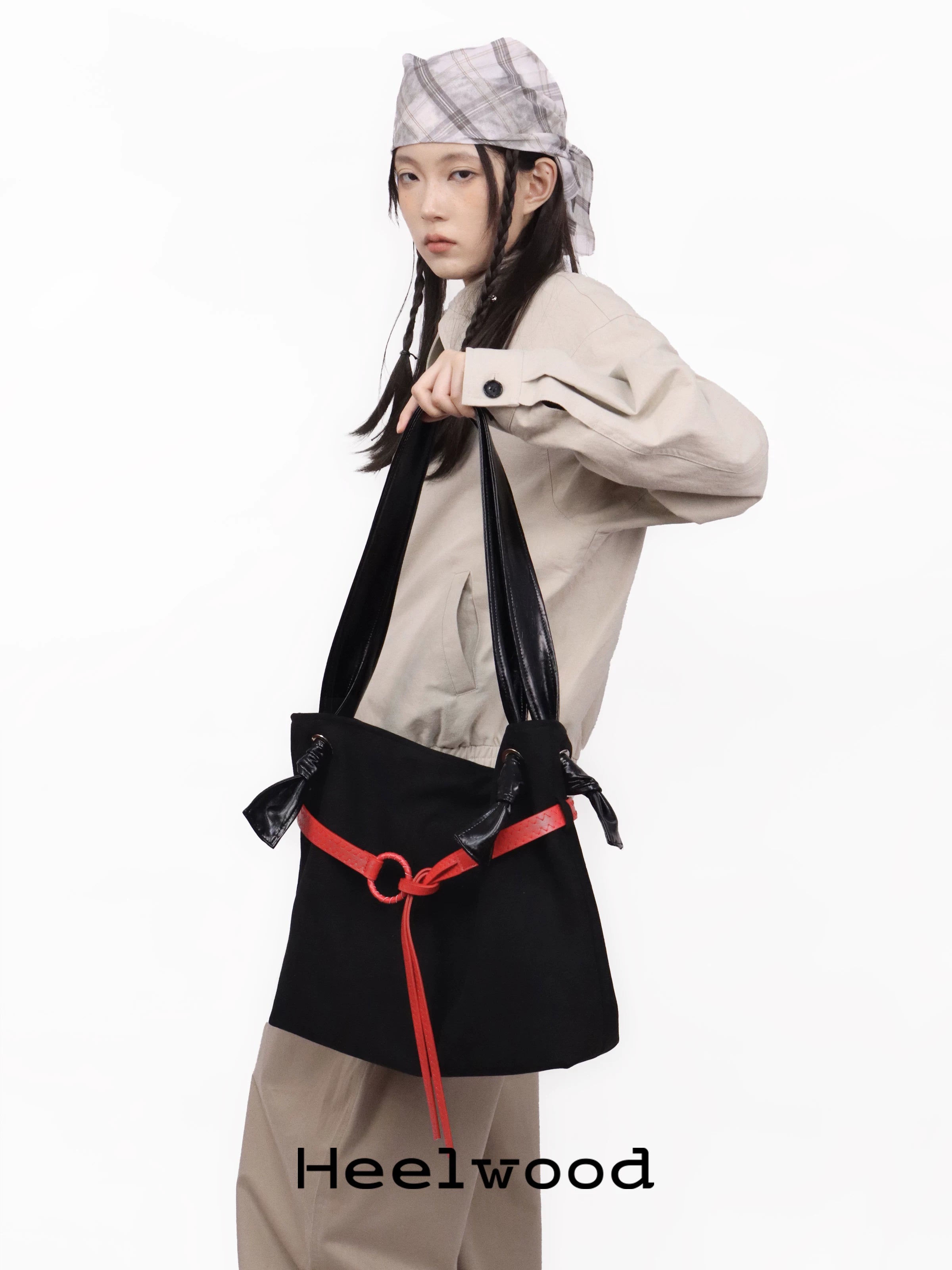 Heelwood Contrast Shoulder Large Capacity Tote Bag