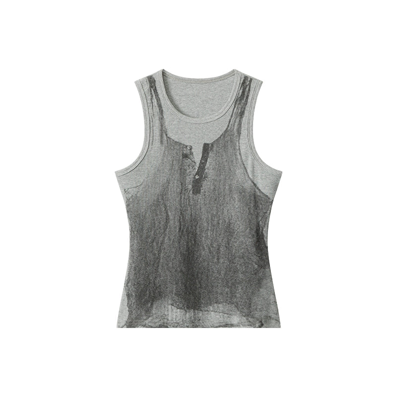 AIRHOOD Retro Printed I-shaped Sling Vest