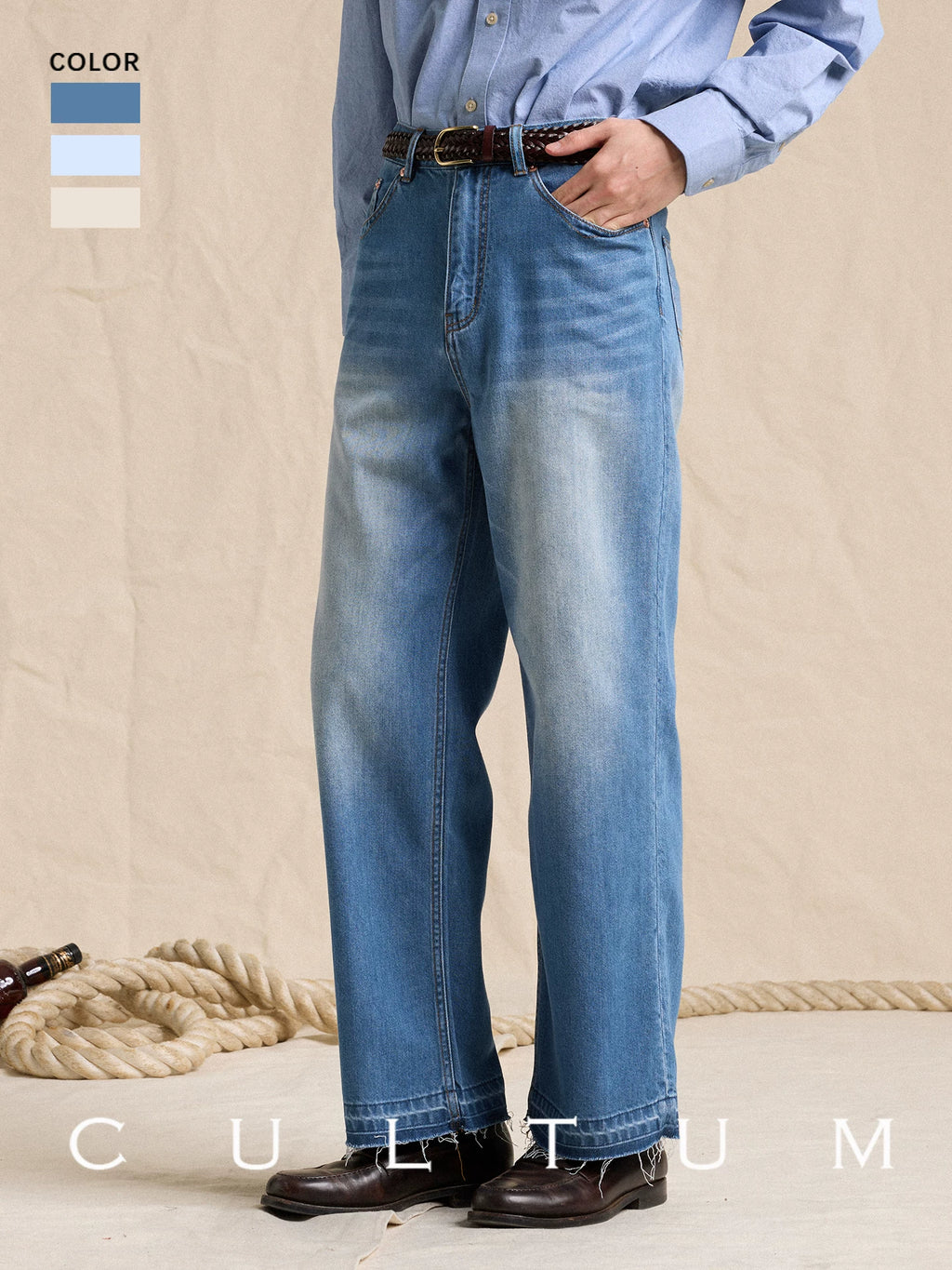 CULTUM High Waist Loose Straight Wide Leg Jeans