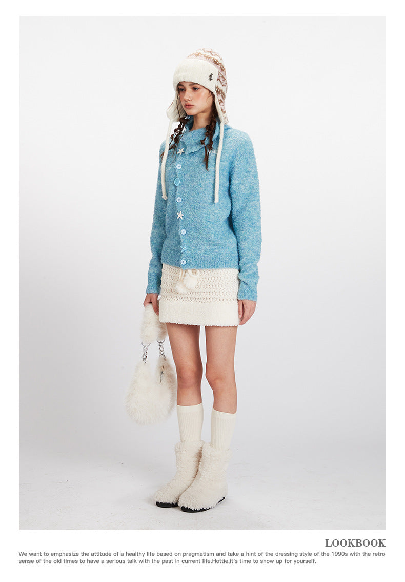 Nariele Turtleneck Soft Waxy Sweater Jacket