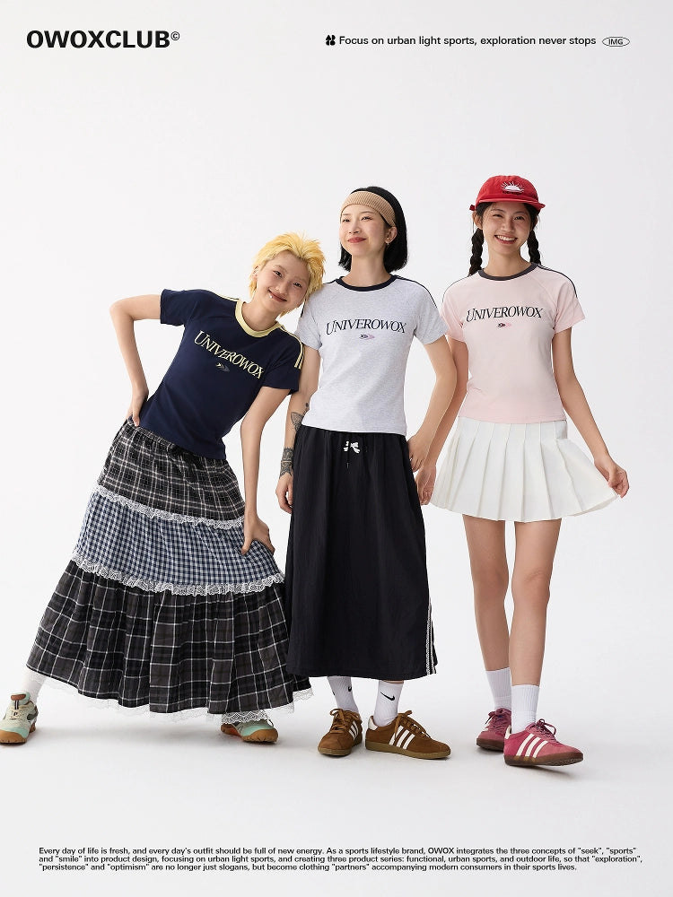 OWOX Slim and Skinny Striped Front Shoulder Short Tee