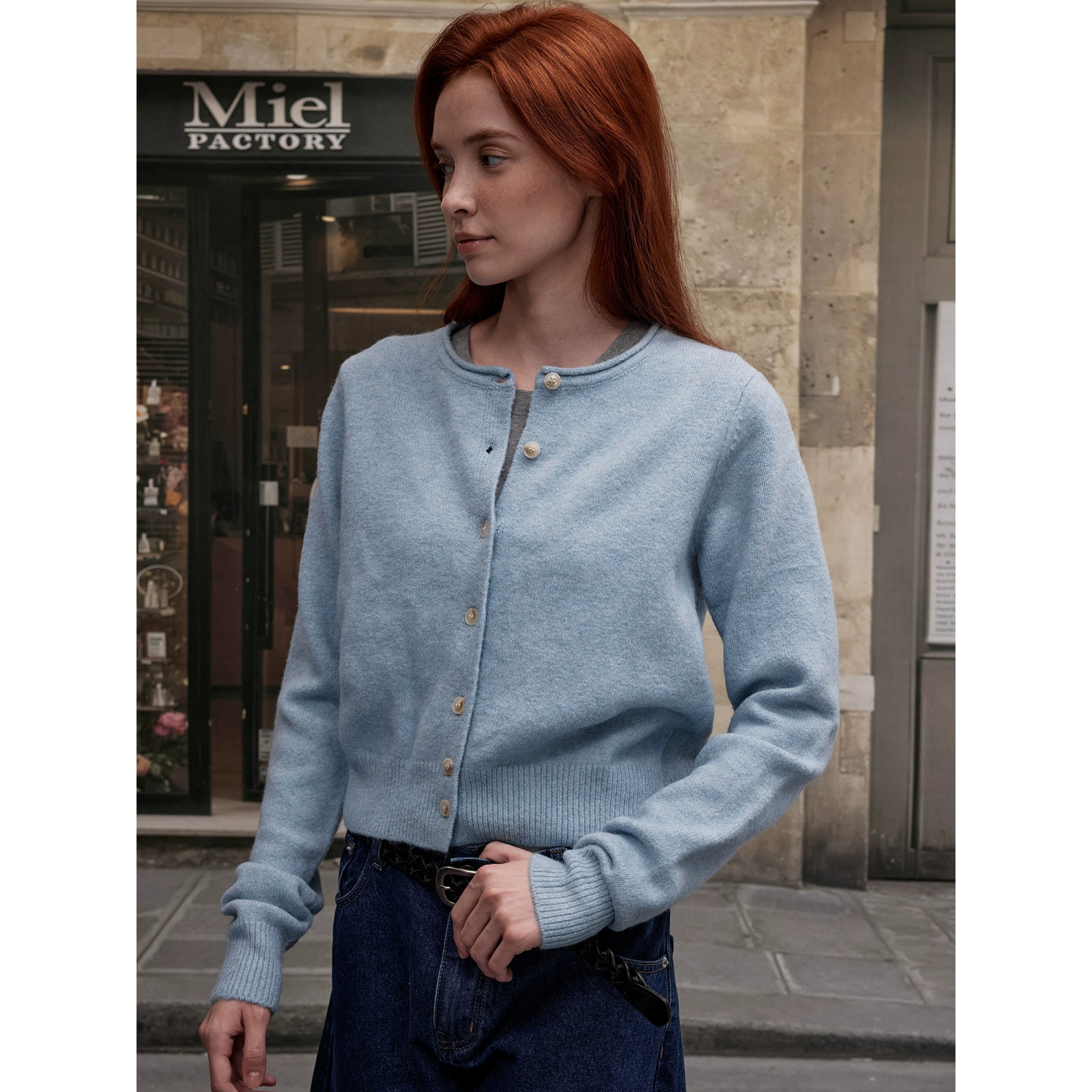 MADWITCH Vintage Crew Neck Knitted Cardigan