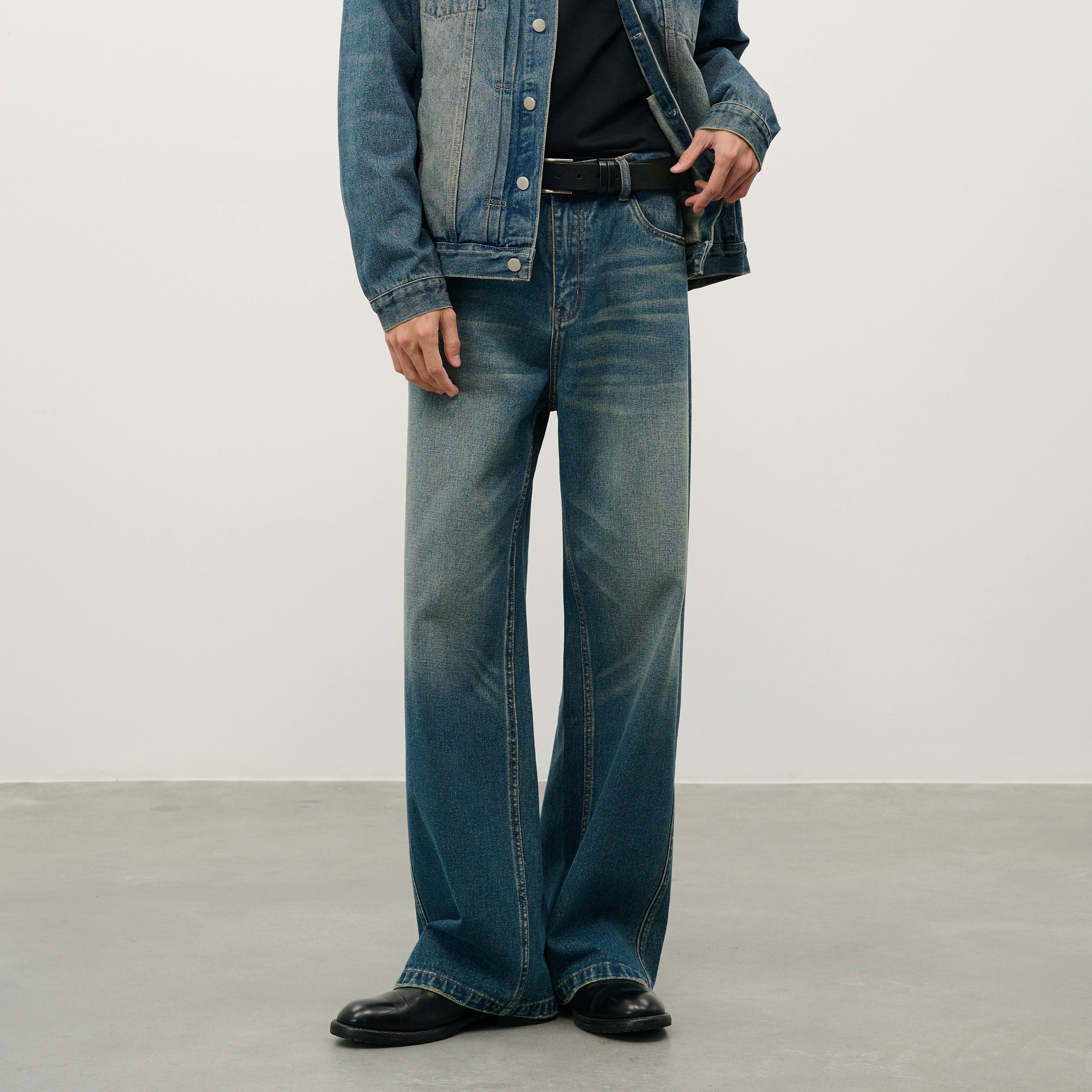 DIMC Washed Old Casual Straight Jeans