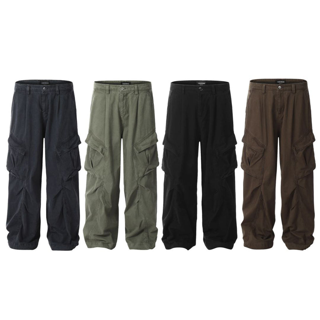 11KN Retro Multi-pocket Wide-leg Casual Overalls
