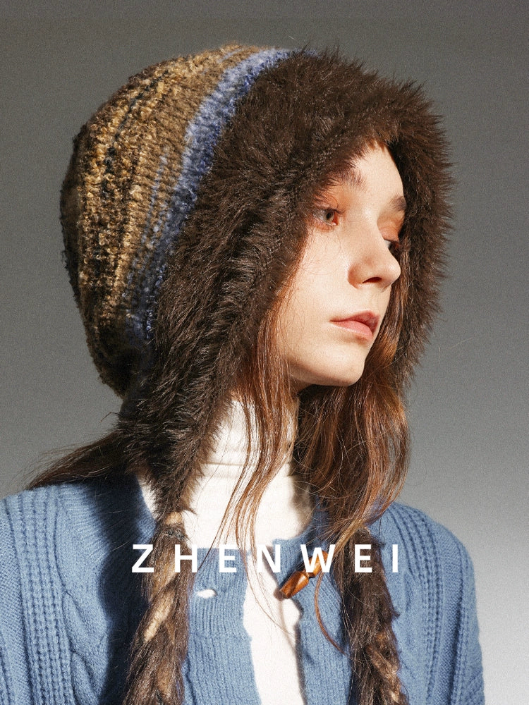 ZHENWEI Knitted Plush Plush Thick Ear Protection Wool Cap