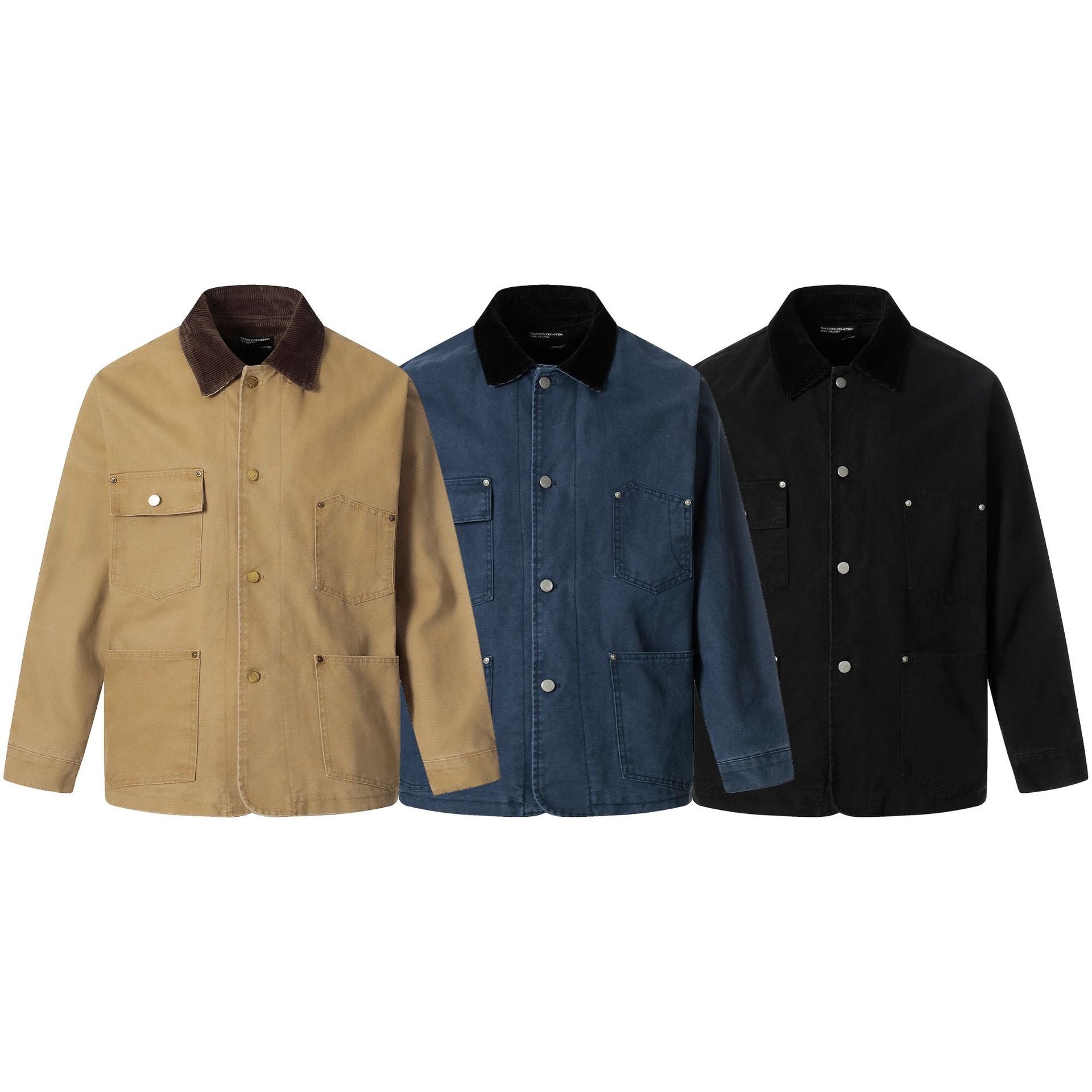 11KN Retro Wick Lapel Three-dimensional Canvas Jacket