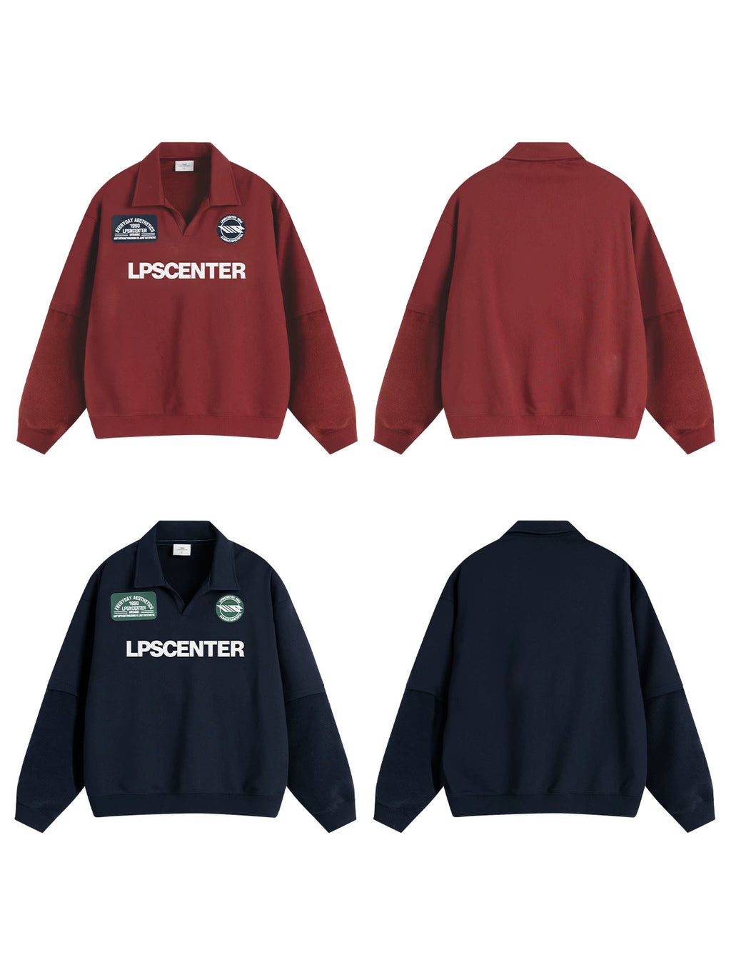 Loopsoon Retro Sporty Polo Collar Sweatshirt with Letter Print
