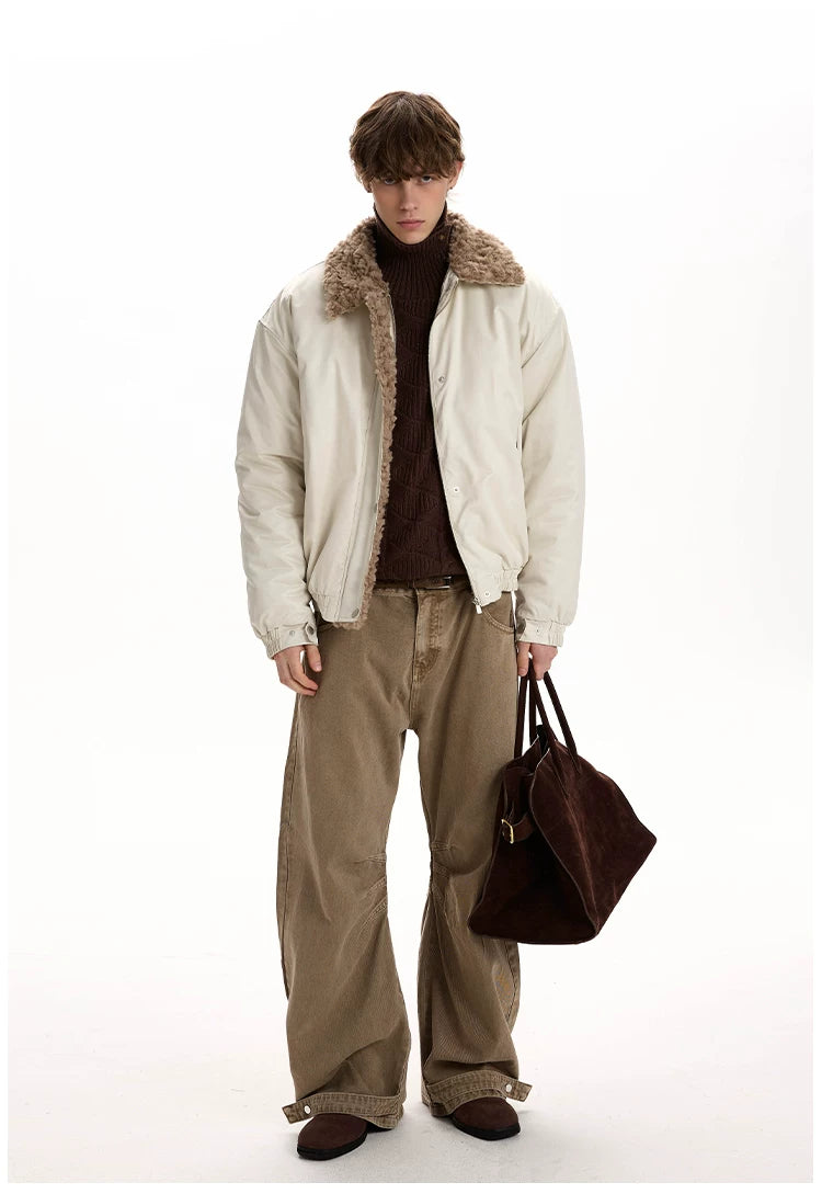 A PUEE Vintage Lamb Fleece Collar Cotton Clothing