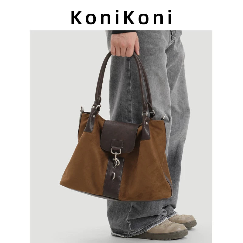 KoniKoni Leather Large Capacity Tote Bag