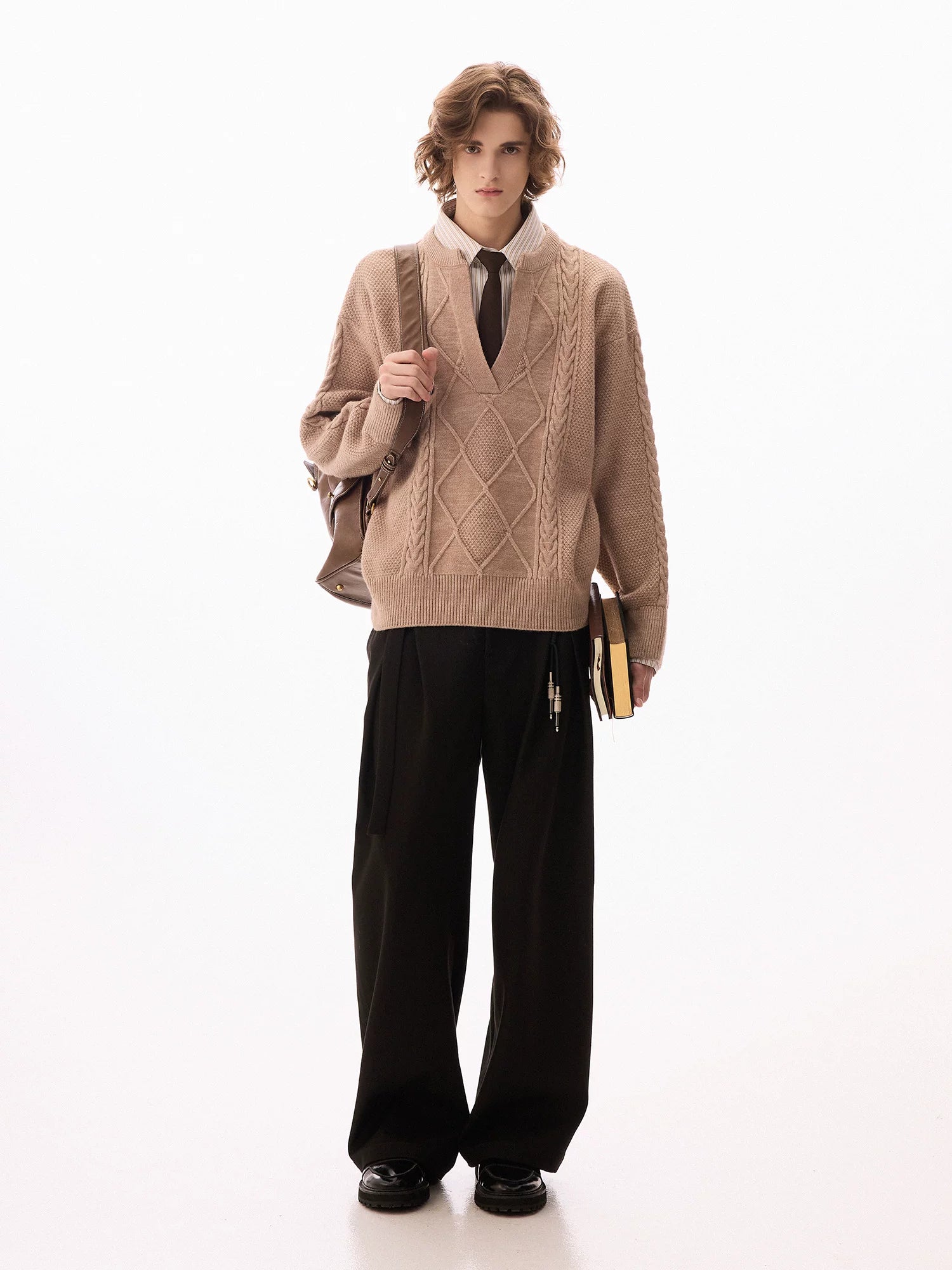 CHOR Premium Sense Twisted Fake Two-piece Casual Sweater