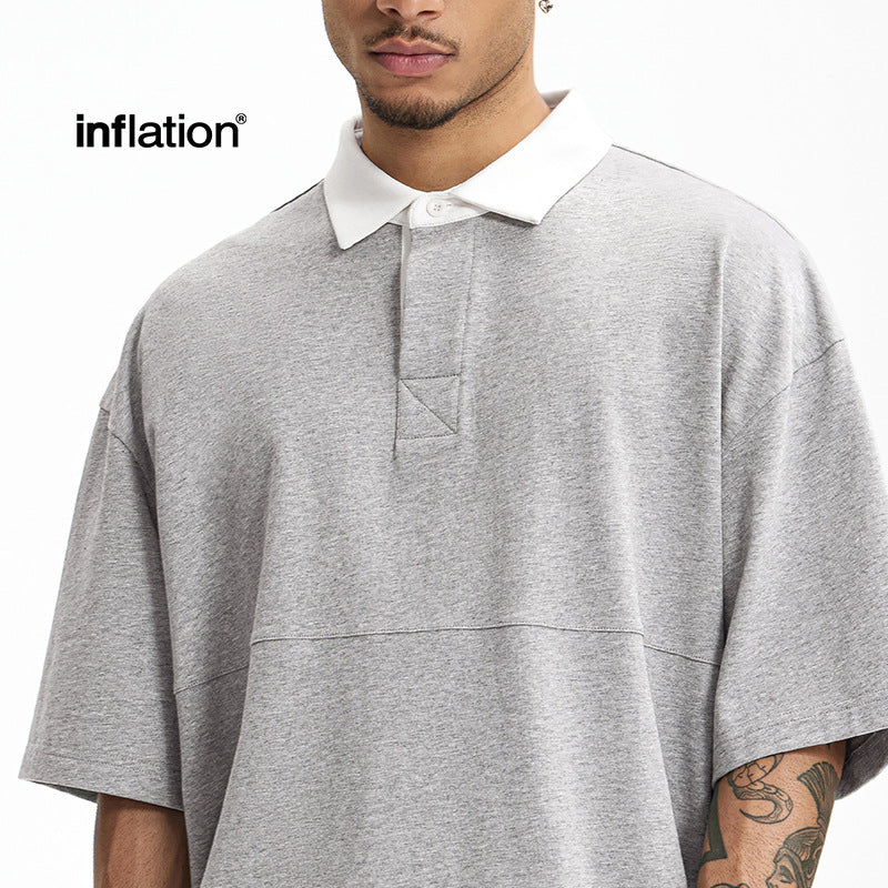 INF White Lapel Mountain Outdoor Contrast Color POLO Shirt