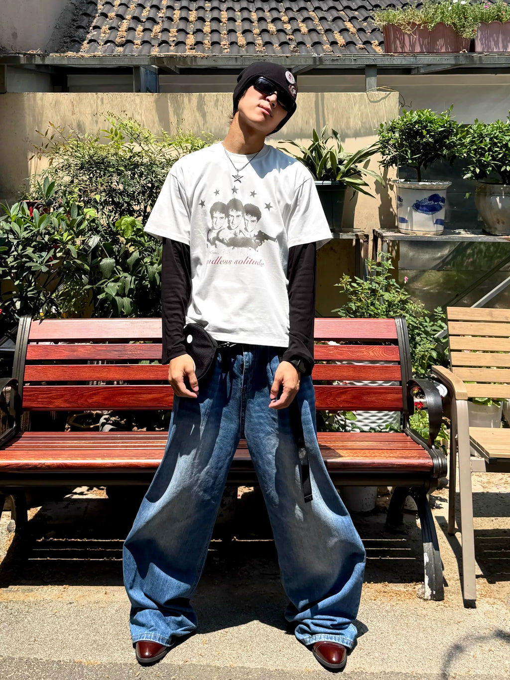 CENSMADE TD Portrait Distressed Printed Waxy Breathable Tee