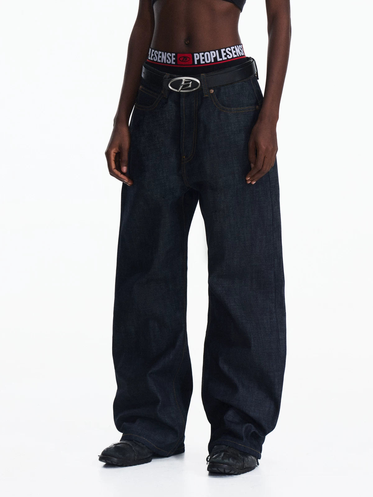 PEOPLESENSE Versatile Straight Loose Roll Jeans