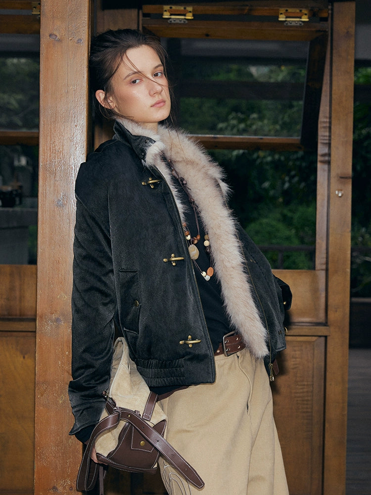 KREATE Aircraft Buckle Pu Leather Jacket