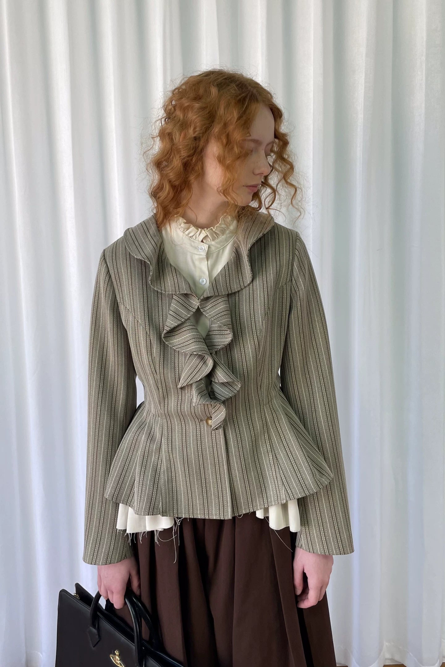 Loosesmell Striped Lace Versatile Blazer