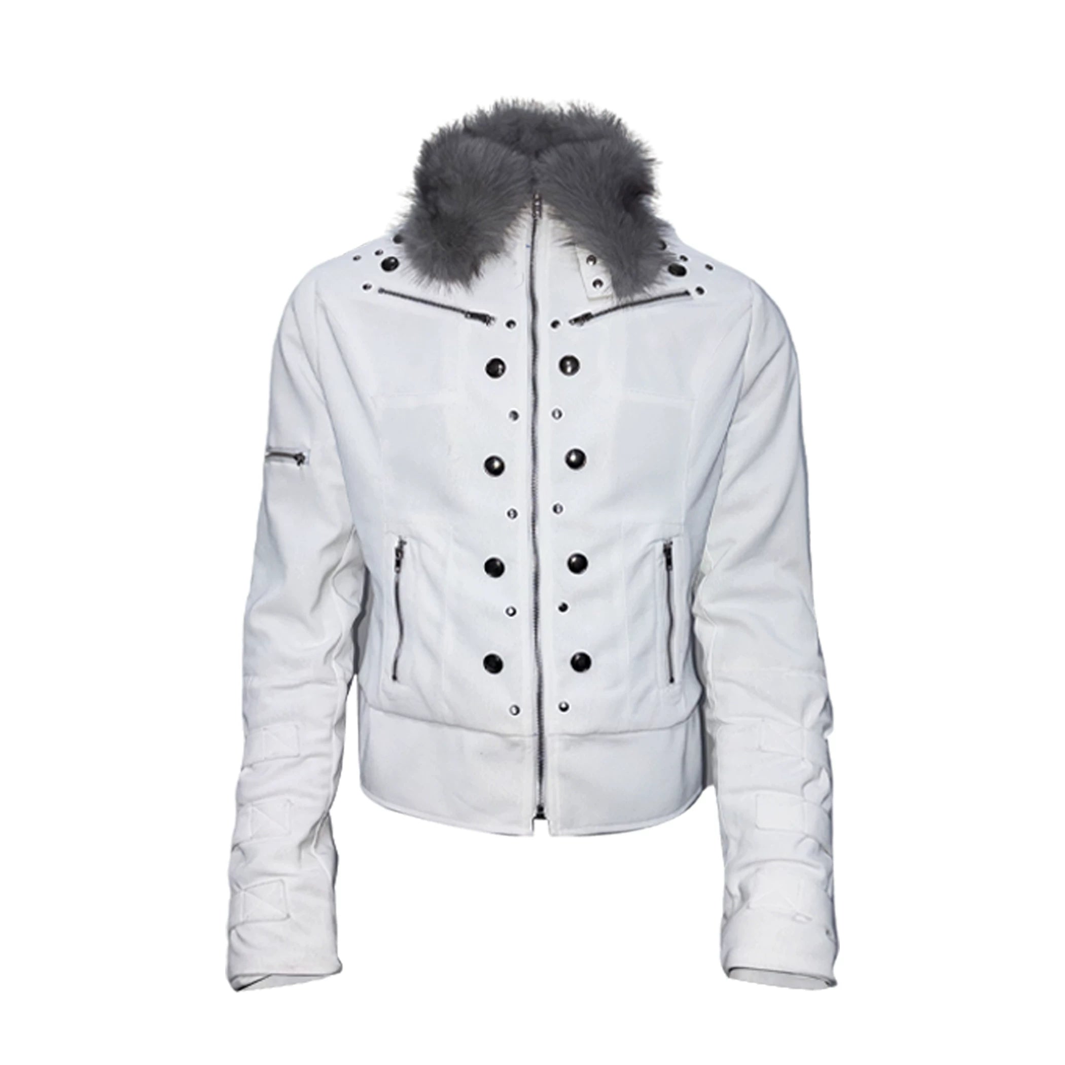 PAIKI Fur Collar Suede Padded Slim Jacket