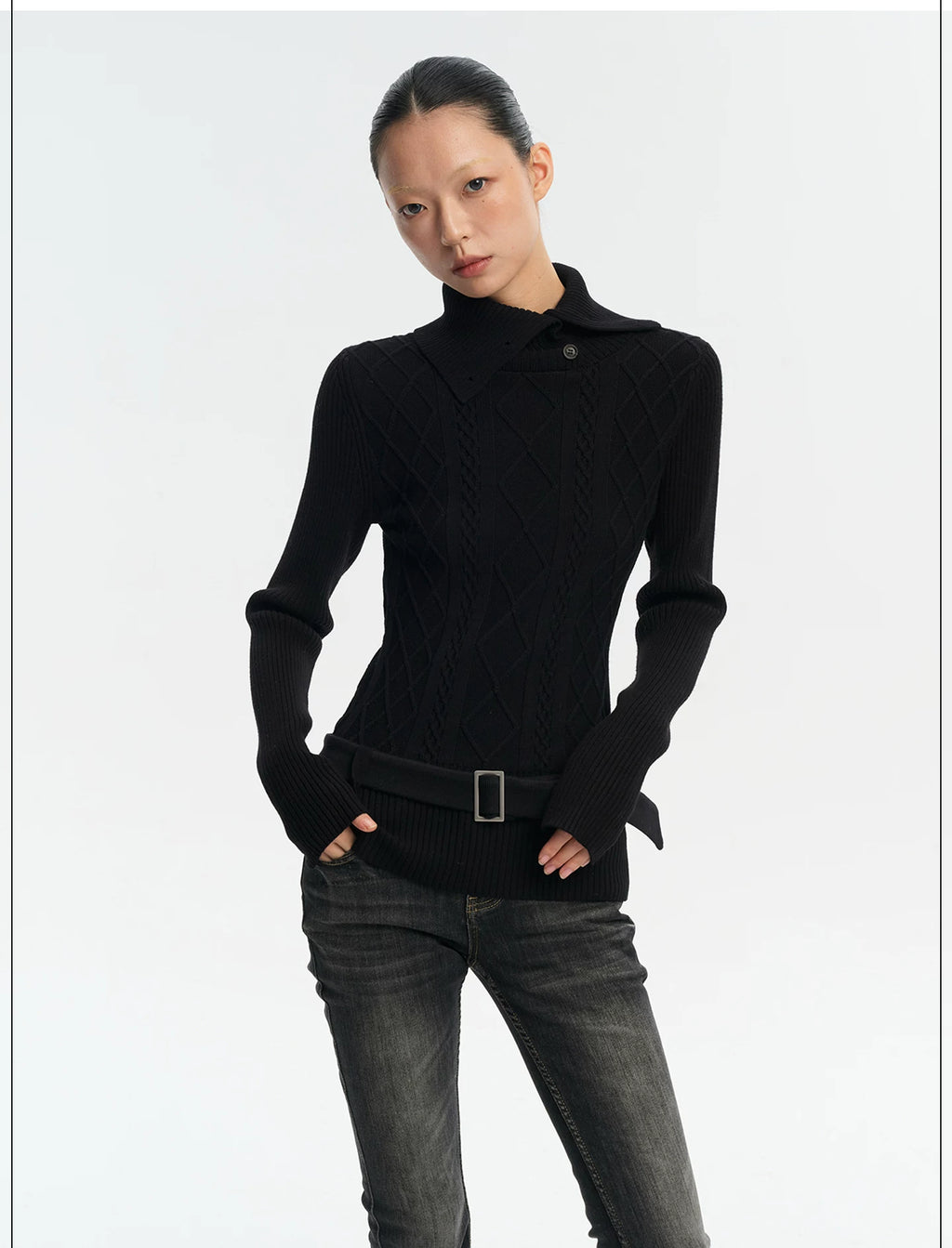 LINY LIBERTY Turtleneck Slim-fit Knitted Bottom Long Sleeves