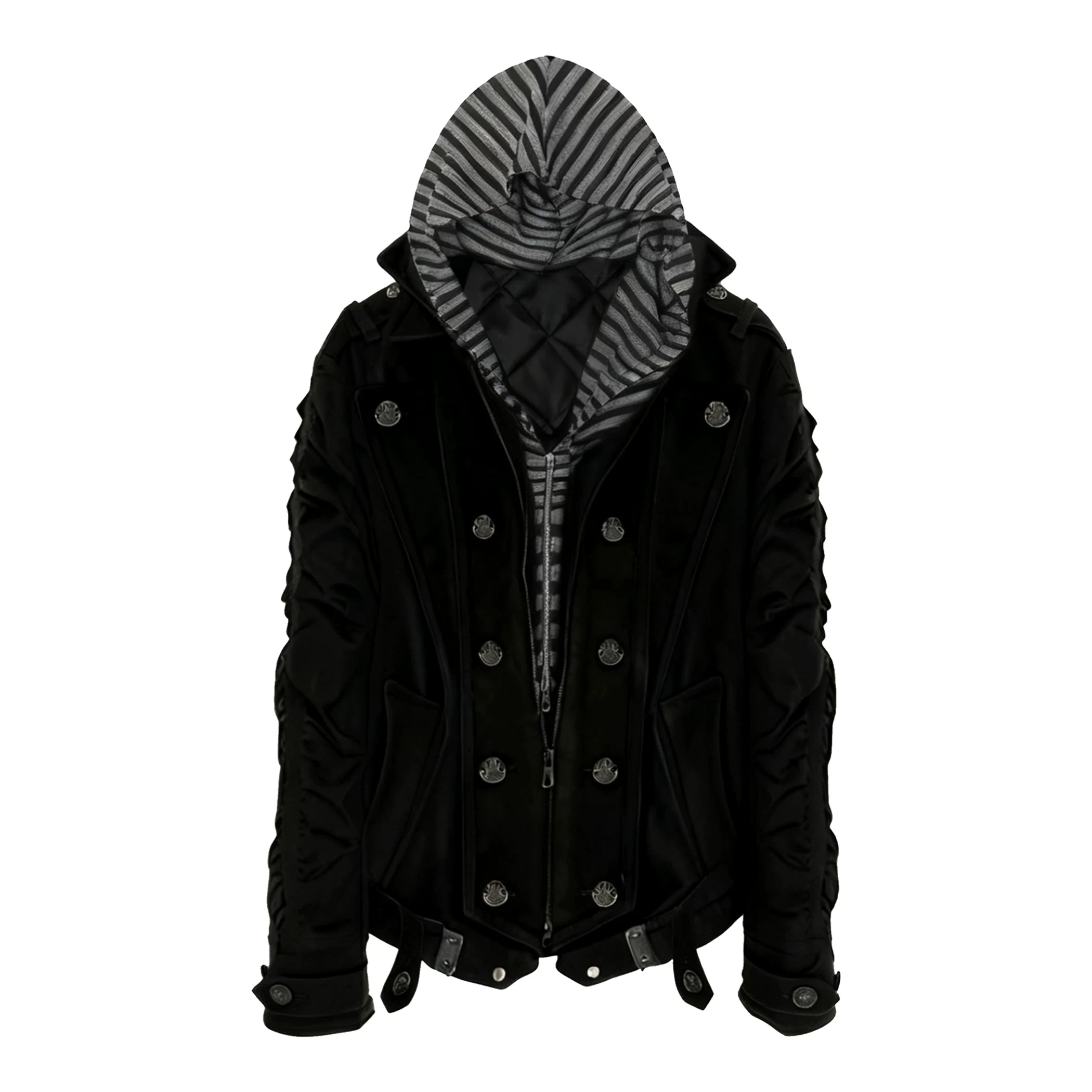 PAIKI Removable Fur Collar Double-breasted Jacket Cotton Jacket