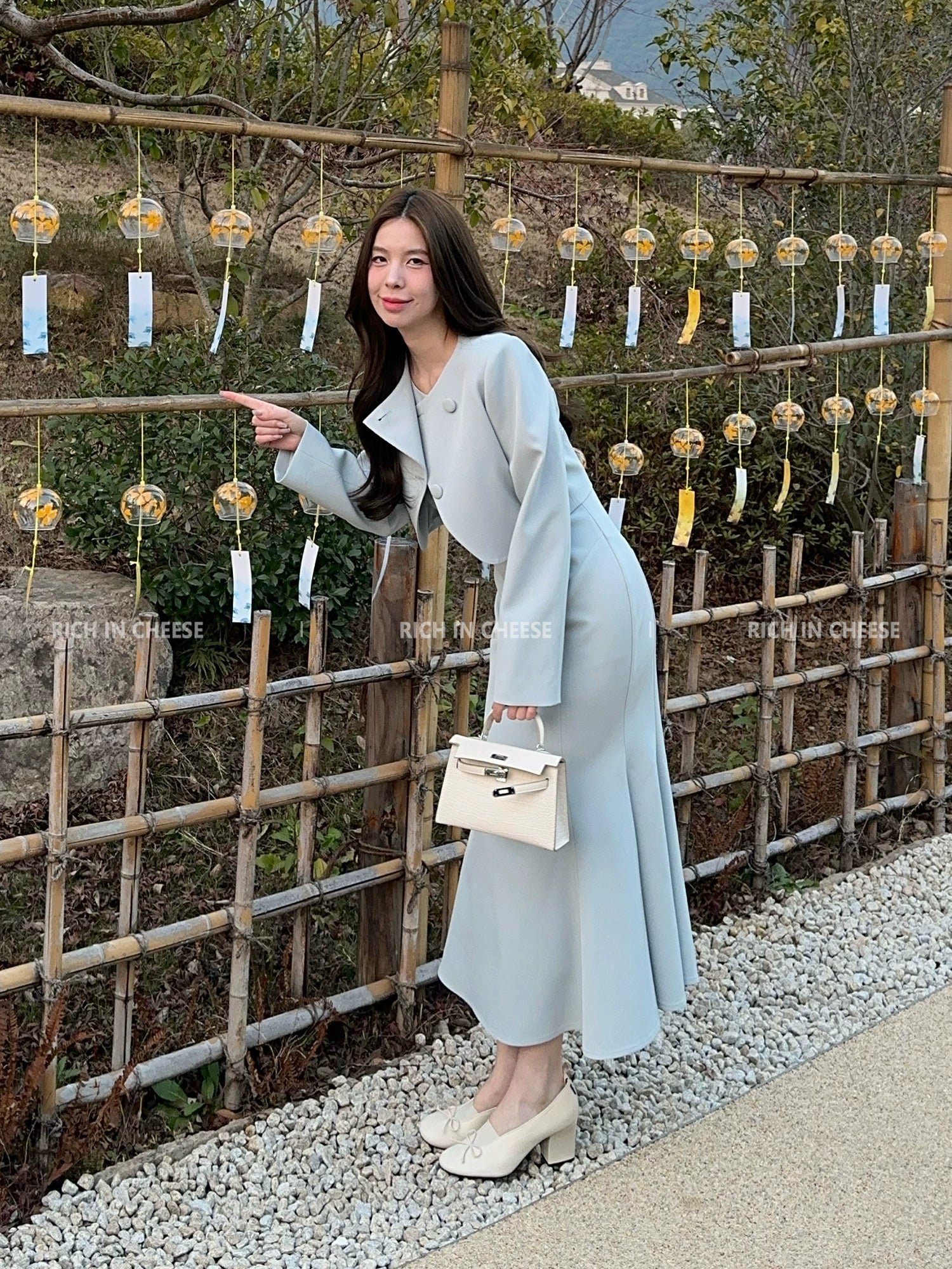 RICH IN CHEESE Korean Temperament Fishtail Vest Suit Dress Suit