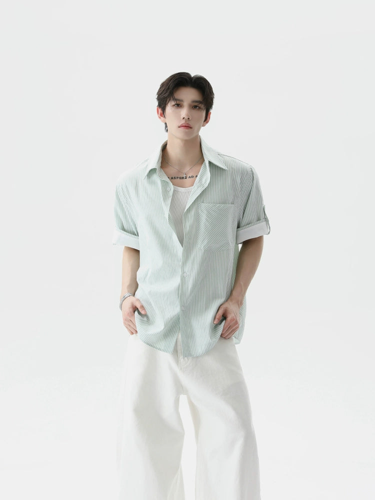 TURNTIDE Casual Loose Simple Striped Shirt