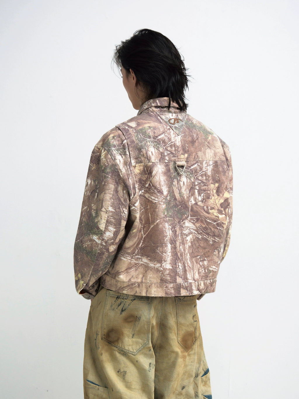 PEOPLESTYLE Camouflage Dead Wood Branch Lapel Tooling Jacket