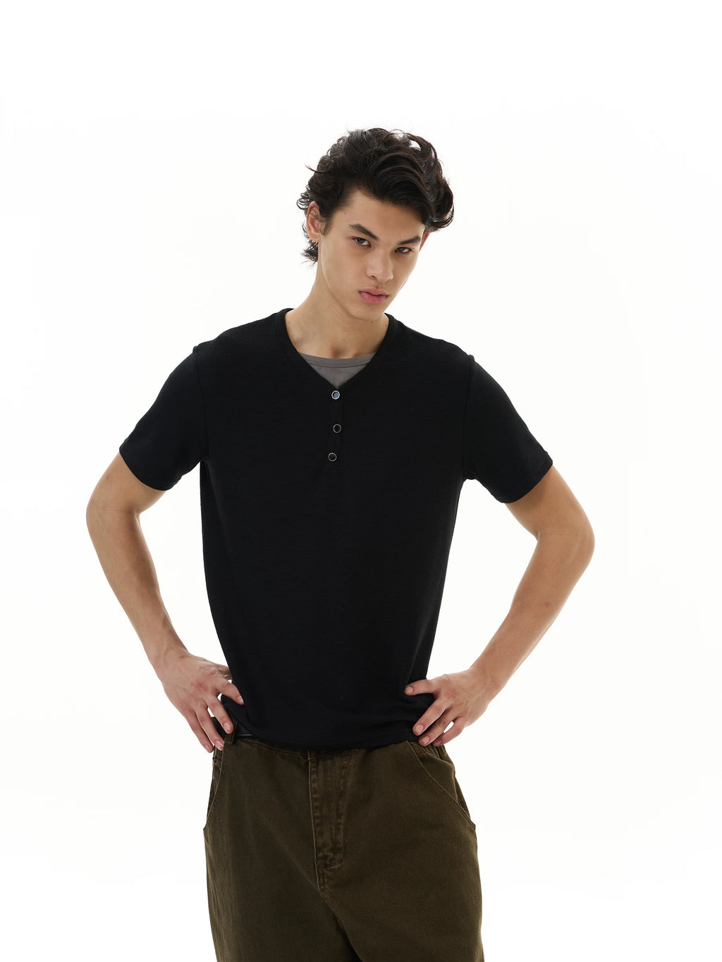 WLNEXT Fake Two Front Shoulder Tee