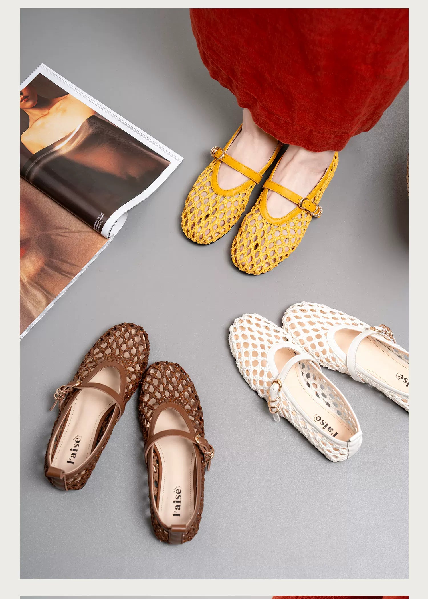 L'aise Vintage Fashion Strap-on Shoes