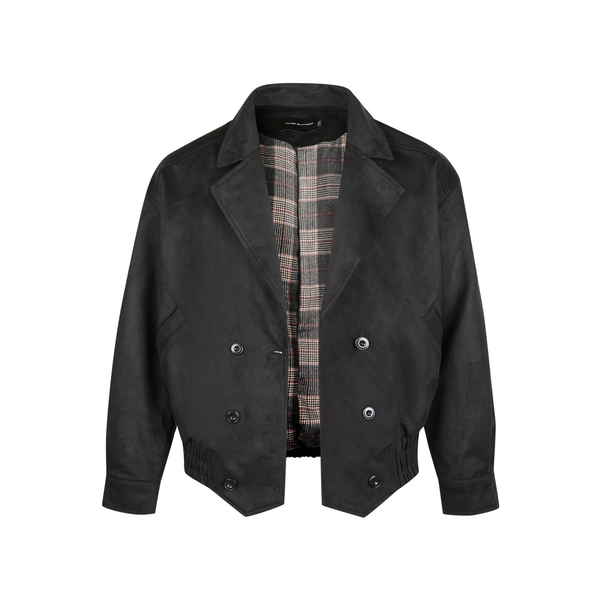 EME Vintage Plaid Short Wide Casual Jacket