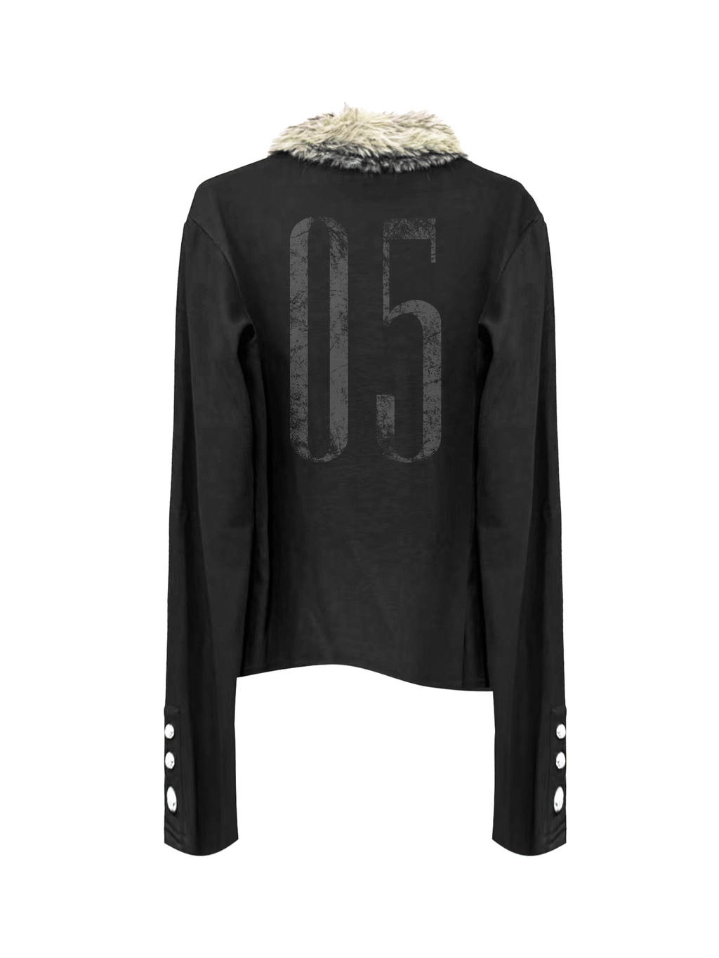 DETW Fur Neck Splicing Slim-fit Short Long-sleeved Polo Shirt