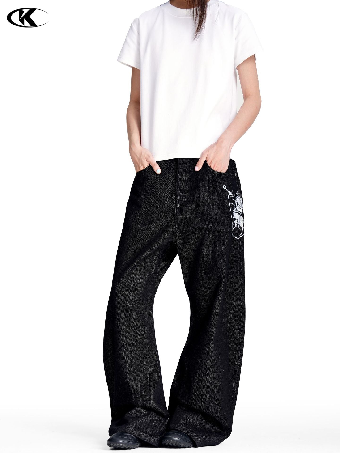 11KN Loose Versatile Straight Wide Leg Pants