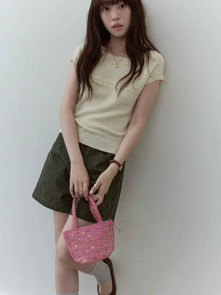 VOOE Hollow Breathable Knitted Casual Tee