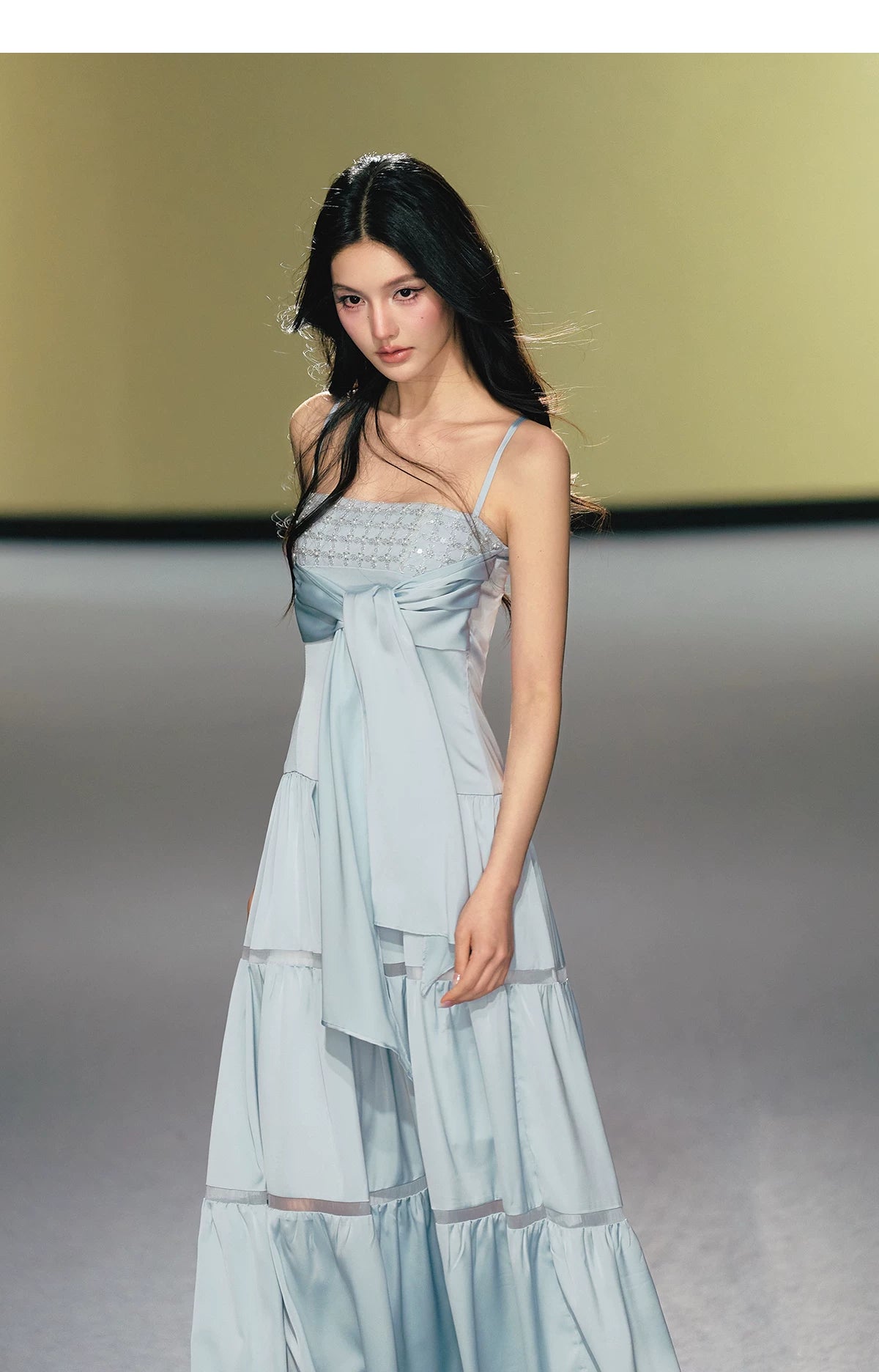 AGAM Hollow Splicing Bead Tube Top Dress