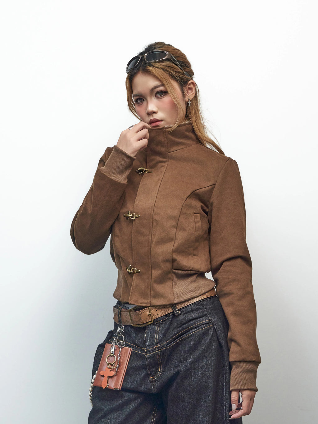 BF BORFEND Fur Collar Silm Short Jacket