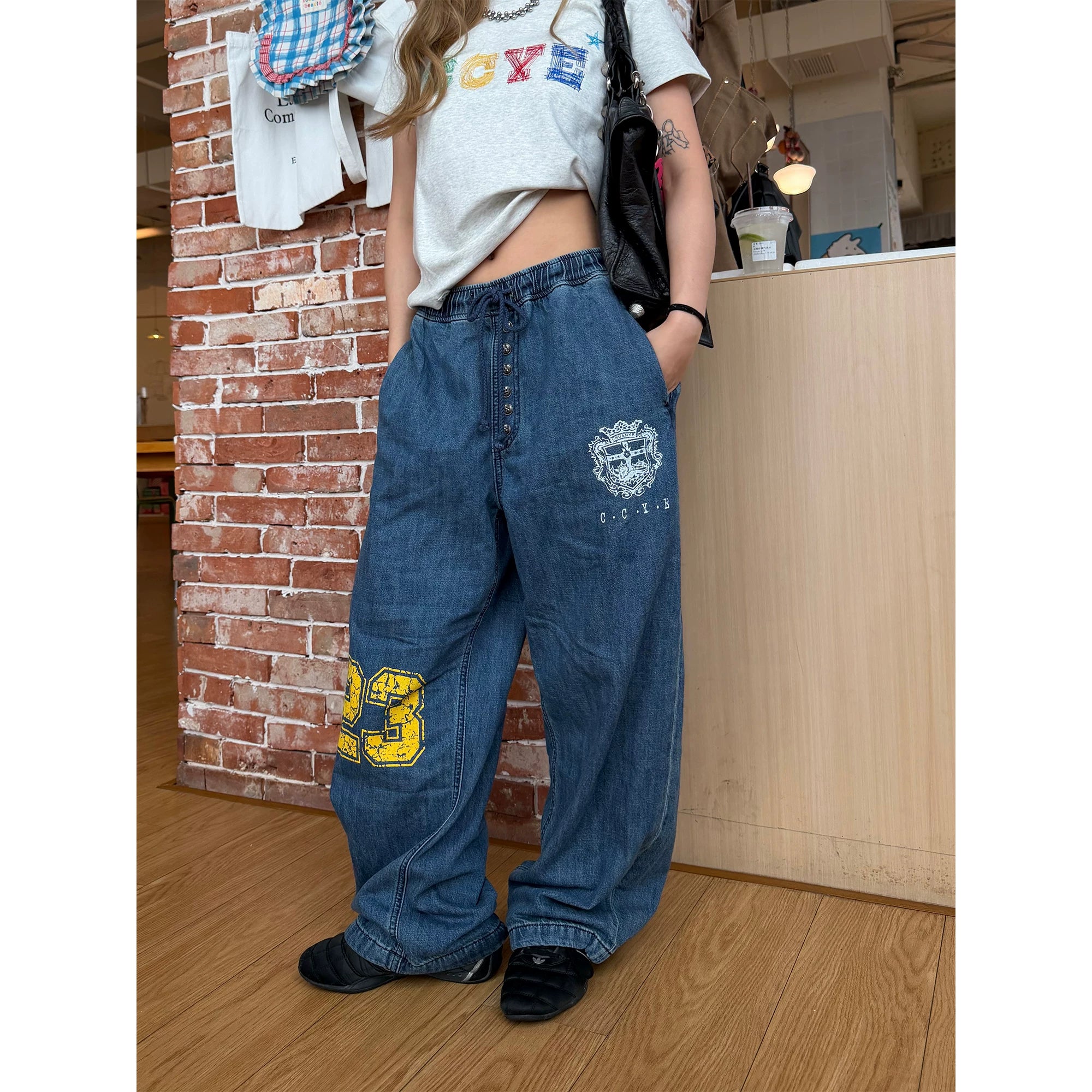 CCYE Digital Printed Loose Straight Jeans