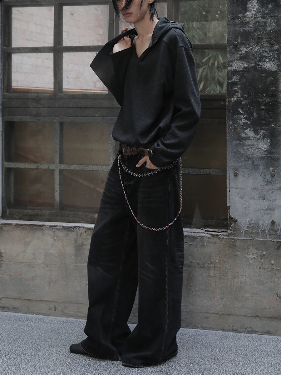 JCAESAR Messy Water Ripple Straight Jeans