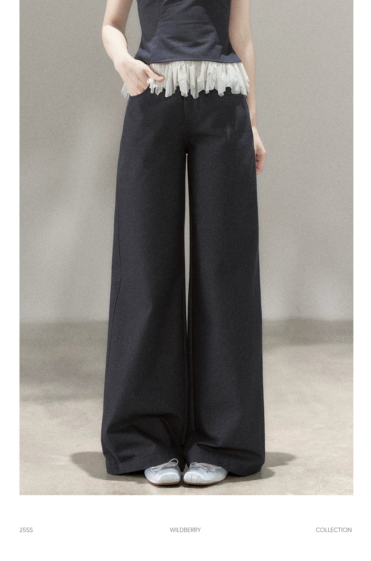 Wildberry Sleeveless Splicing Vest High Waist Straight Casual Pants Set