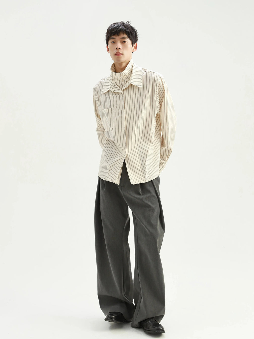 Stay The Night Fake Two Double Neck Striped Shirts