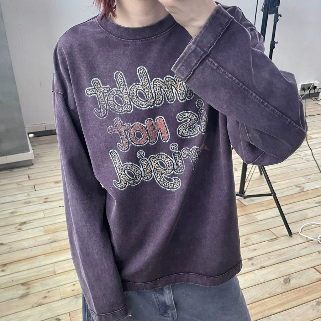 MMBBT Alphabet Loose Versatile Casual Long Sleeve