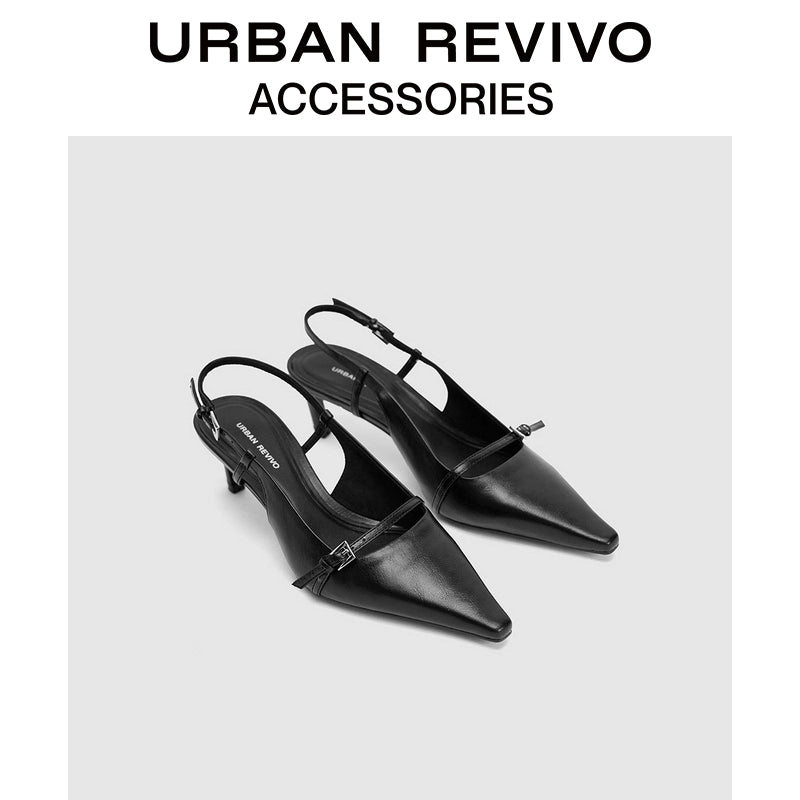 URBAN REVIVO Trendy Pointed Cat Heels Empty Shoes