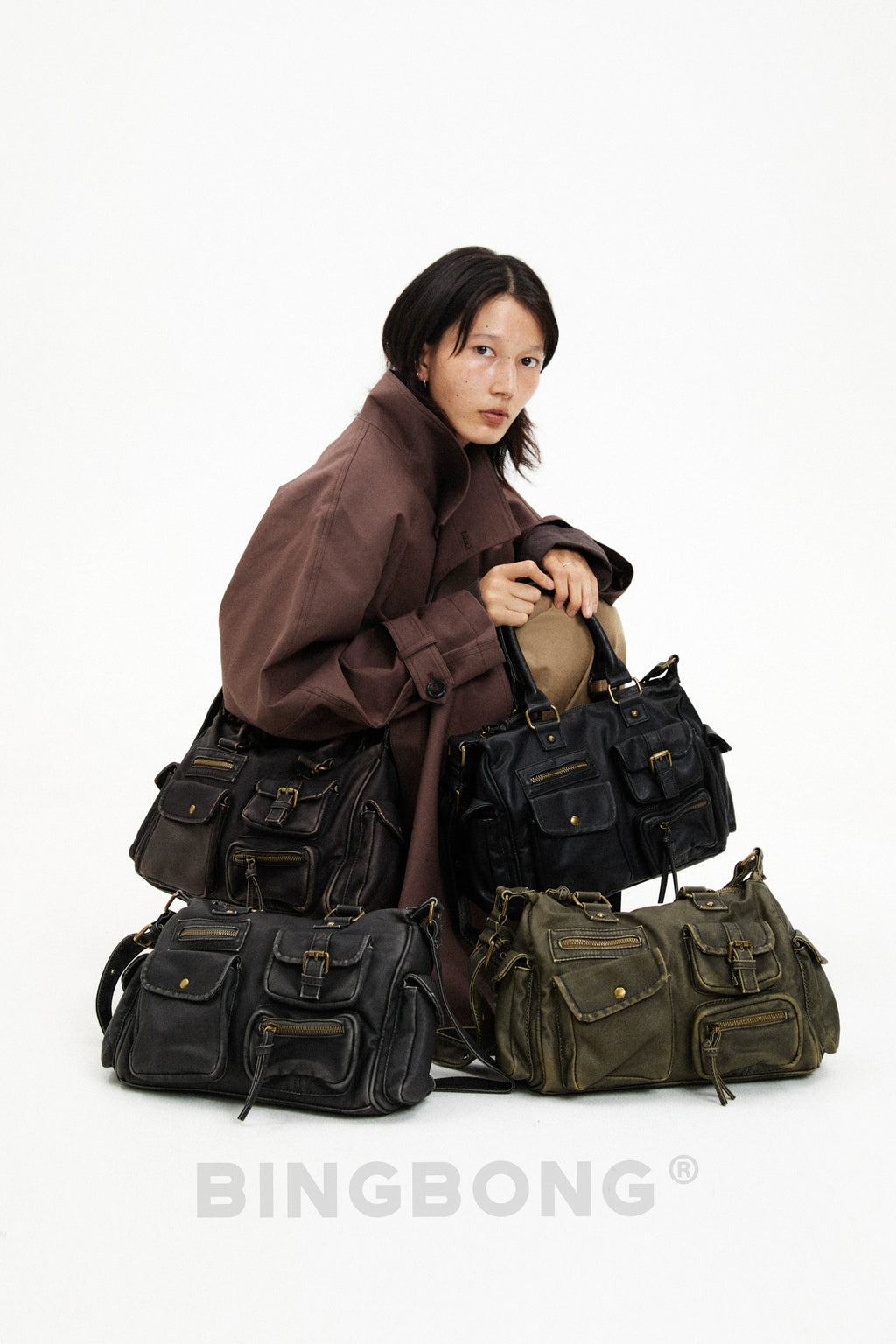 BINGBONG Retro Commuter Large Capacity Shoulder Messenger Bag