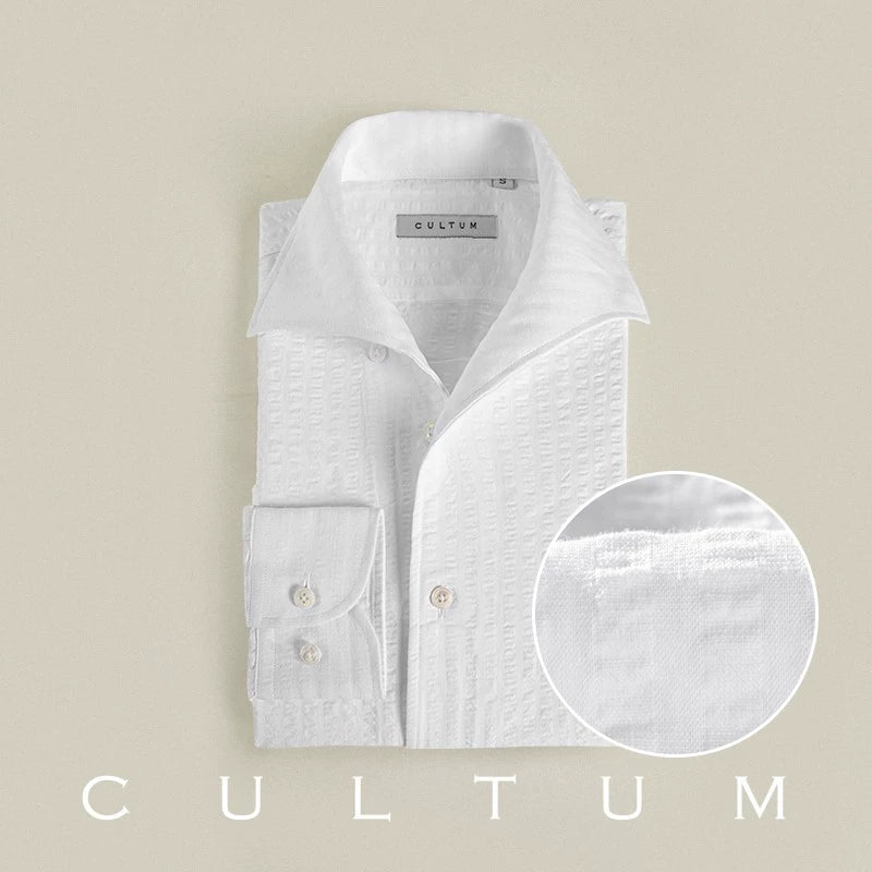 CULTUM Lightweight Breathable Seersucker One Piece Collar Button Collar Shirt
