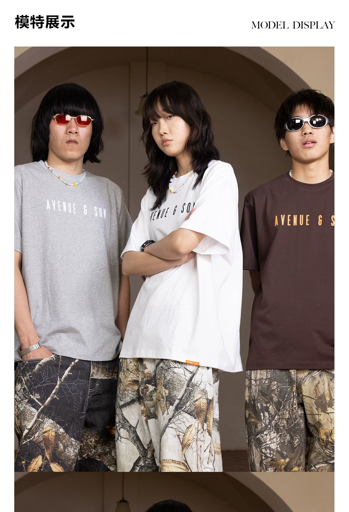 AVENUESON Crew Neck Loose Casual Simple Letter Tee