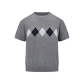 MANUSCRIPT Rhombus Breathable Front Shoulder Knitted Tee