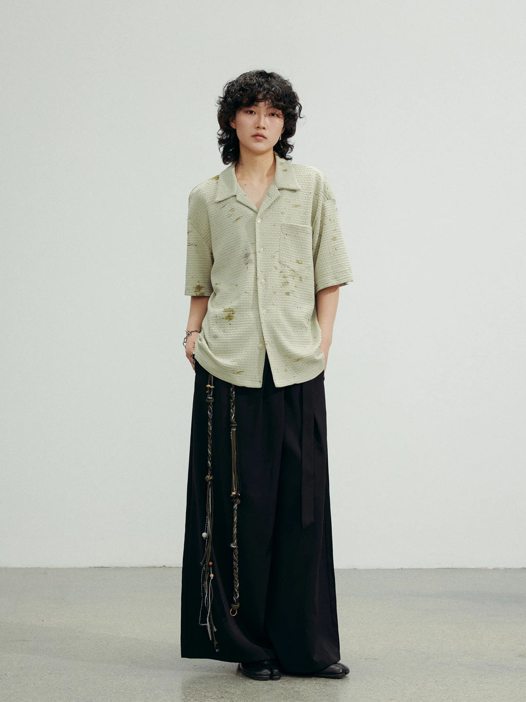SUNYVONNE Lazy Old Ink-splashing Short-sleeved Shirt