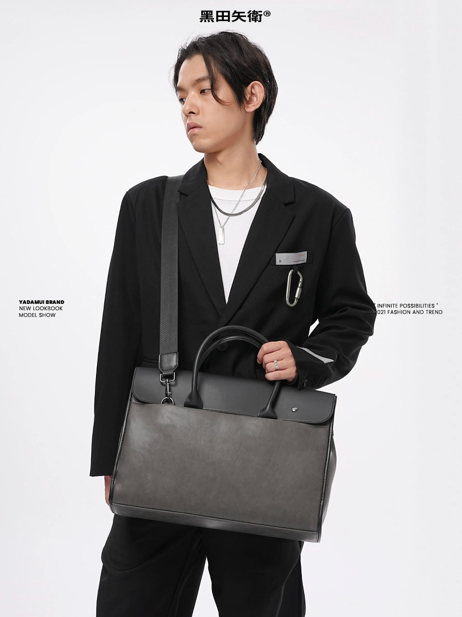 YADAMUI Crazy Horse Portable Retro Business Large Capacity Crossbody Shoulder Bag