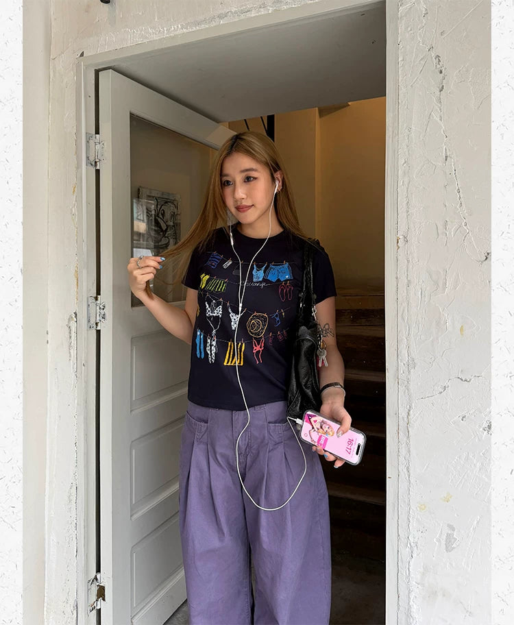 CCYE Graffiti Print Front Shoulder Tee