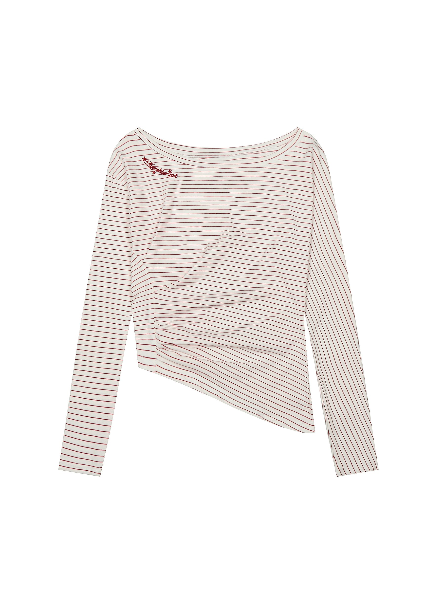 Mershier Waist Slant Shoulder Striped Long Sleeve